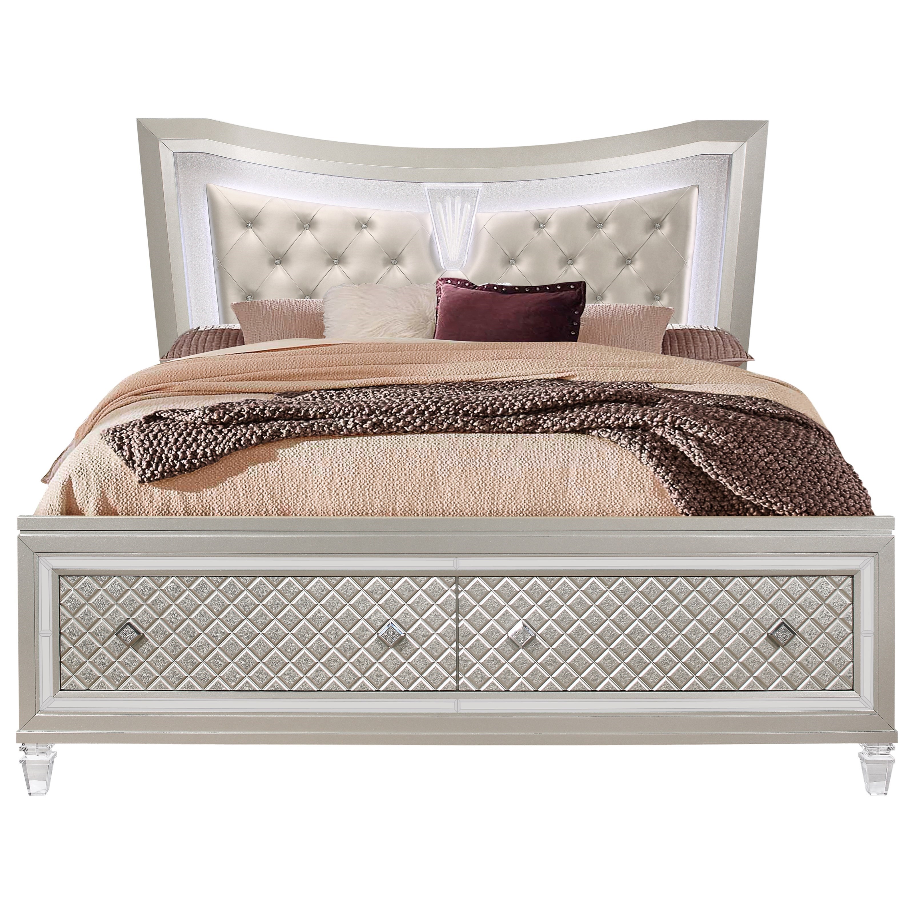Global Furniture Paris PARIS KB Glam King Upholstered Bed with